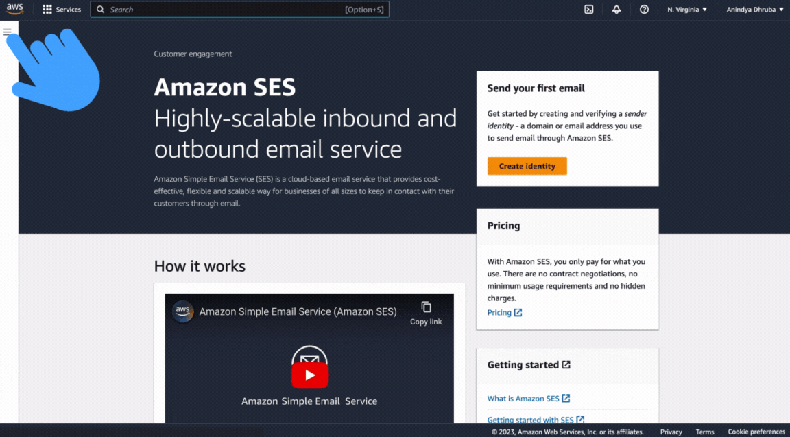 Click on the menu bar on the page's upper-left's side.