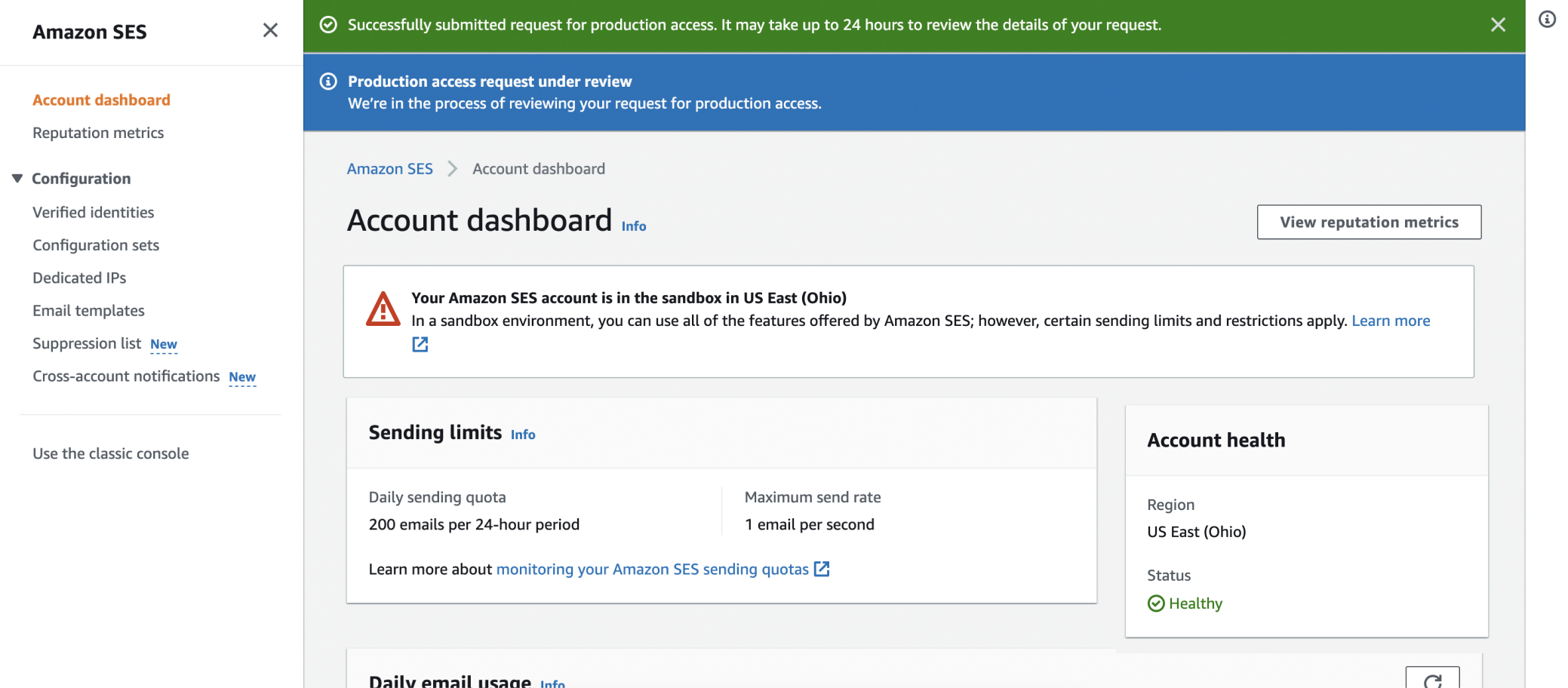 Account dashboard.