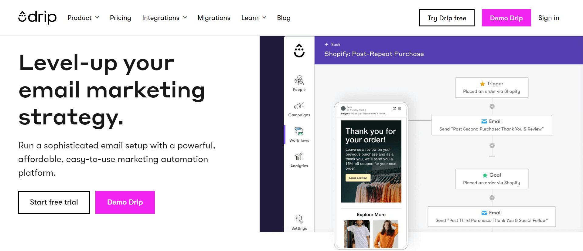 #7 Drip is the best email marketing platform for online stores