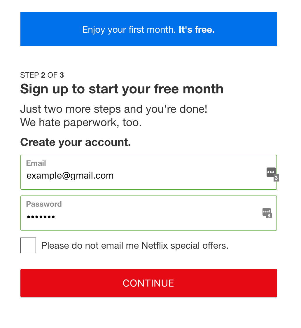 Example of free trial to attract leads. 