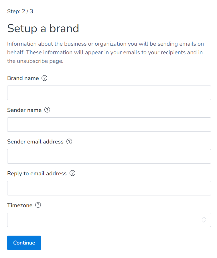Setting up Brand